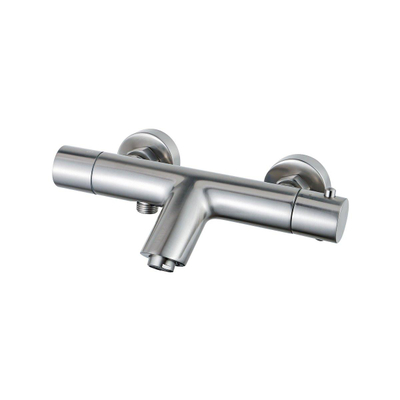 FortiFura Calvi Mitigeur baignoire - avec barre curseur - douchette ronde - flexible en métal - Inox brossé PVD
