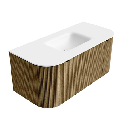 Mondiaz KURVE Badkamermeubelset - 100x46x40cm - 1 lade - 2 deuren - wastafel solid surface - midden - zonder kraangat - Dusk