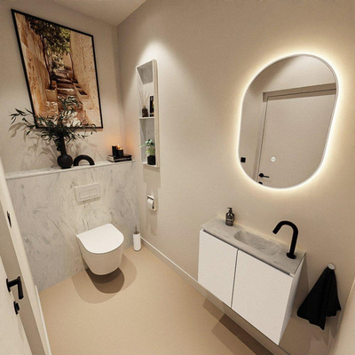 MONDIAZ TURE-DLUX 60cm toiletmeubel Talc. EDEN wastafel Opalo positie rechts. Met 1 kraangat.