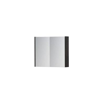 INK SPK1 spiegelkast – 70x60x14 cm – 2 deuren, dubbelzijdige spiegeldeuren – Houtskool eiken