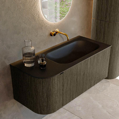 Mondiaz KURVE Ensemble de meuble de salle de bains - 105x46x40cm - 1 tiroir - 1 porte - vasque solid surface - droite - sans trou de robinet - Shadow