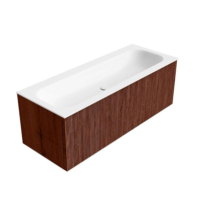 Mondiaz KURVE Badkamermeubelset - 120x46x40cm - 1 lade - wastafel solid surface - midden - 1 kraangat - Ruby