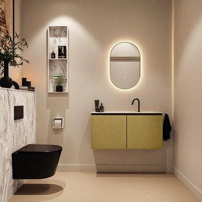 MONDIAZ TURE-DLUX Meuble de toilette 100cm Oro. EDEN lavabo Glace position milieu. Avec 1 trou de robinet.