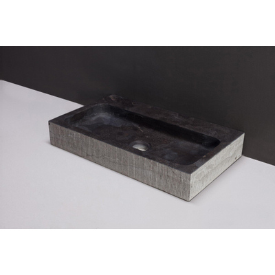 Forzalaqua Taranto lavabo 50x30x8cm Rectangulaire 0 trous de robinet Pierre naturelle Pierre bleue ciselée