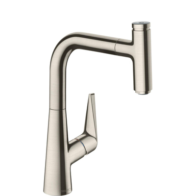 Hansgrohe Talis Select S keukenkraan 220 met uittrekbare handdouche en 150° draaibare uitloop RVS look