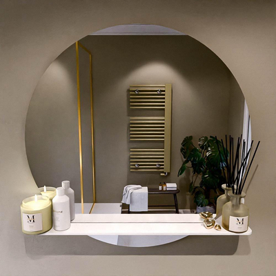 Mondiaz SPOT Miroir de salle de bains - rond 90cm - tablette de miroir - couleur Talc