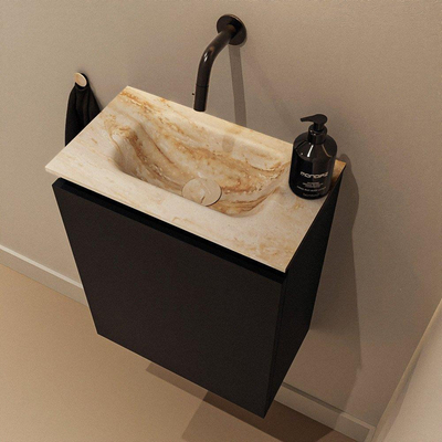 MONDIAZ TURE-DLUX meuble WC 40cm Urban. EDEN lavabo Frappe position milieu. Sans trou de robinet.