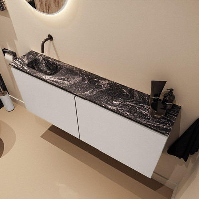 MONDIAZ TURE-DLUX 120cm toiletmeubel Linen. EDEN wastafel Lava positie links. Zonder kraangat.