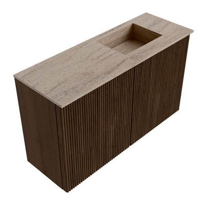 Mondiaz JOYA-DLUX 70cm toiletmeubel - kleur Walnut - Wastafel FAYE positie Rechts Zonder kraangat kleur Saba.