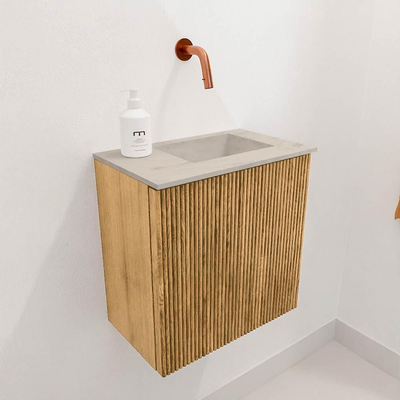 Mondiaz JOYA-DLUX Meuble de toilette 40cm - couleur Oak - Vasque FAYE position Droite Sans trou de robinet couleur Opalo