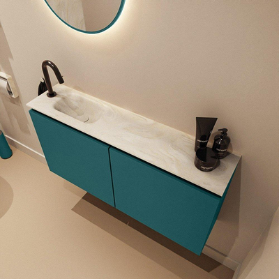 MONDIAZ TURE-DLUX Meuble WC 100cm Smag. EDEN lavabo Ostra position gauche. Avec 1 trou de robinet.