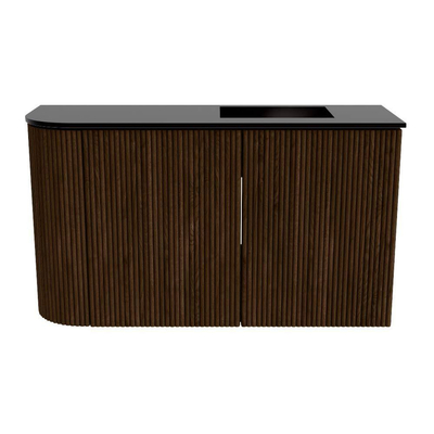Mondiaz JOYA 71.6cm toiletmeubel - ronding links kleur Walnut - Wastafel FAYE positie Rechts Zonder kraangat kleur Urban.