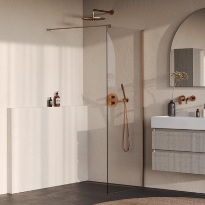 BRAUER Oblivion Inloopdouche - 70x200cm - glascoating - helder glas - geborsteld koper PVD