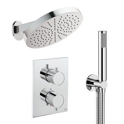 Crosswater MPRO inbouw regendoucheset – Ø30 cm hoofddouche – 20.2 cm gebogen wandarm – vaste douchehouder – chroom