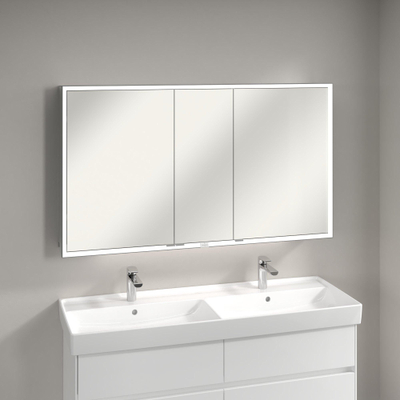 Villeroy & Boch My View Now My view spiegelkast - 130x75cm - 3 deuren - 3 contactdoos LED - zilver