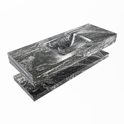 MONDIAZ ALAN - DLUX Badkamermeubelset - 120cm - planchet - Lava - vrijhangende wastafel - wasbak midden - 1 kraangat - Lava