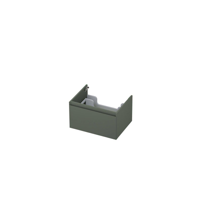 INK Wastafelonderkast - 60x45x35cm - 1 lade - greeploos - 45 graden afwerking rondom - MDF lak Mat beton groen