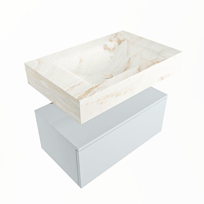 Mondiaz ALAN-DLUX Ensemble de meuble - 70cm - meuble Clay mat - 1 tiroir - Lavabo Cloud Frappe suspendu - vasque Centre - 1 trou de robinet
