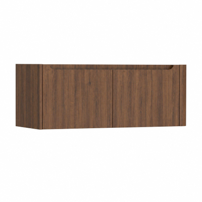 H&R Badmeubelen Juice Wastafelonderkast - 120x45x40cm - rechterhoek afgerond - 2 lades - geïntegreerde greep - Dark oak