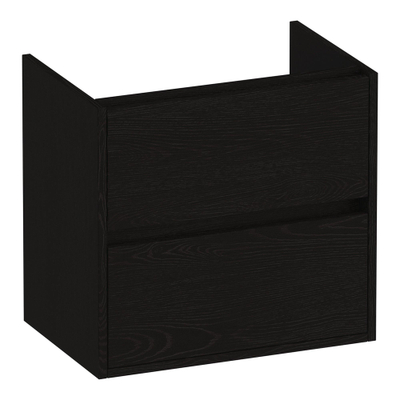 BRAUER Adore meuble sous-lavabo peu profond - 60x39x55cm - 2 tiroirs à fermeture en douceur - sans poignées - 1 découpe pour siphon - Timber Black