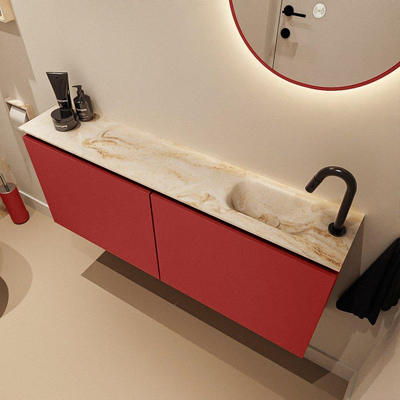 MONDIAZ TURE-DLUX Meuble de toilettes 120 cm Fire. EDEN lavabo Frappe position droite. Avec 1 trou de robinet.