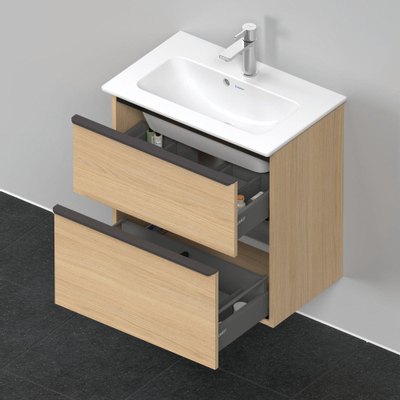 Duravit D-Neo wastafelonderkast 61x62.5x37.2cm 2 lades Natuur eiken Mat