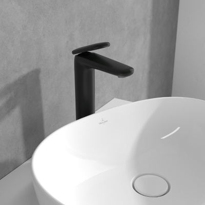 Villeroy & Boch Antao ensemble de robinet à une poignée - rehaussé - avec bonde clic clac - noir mat