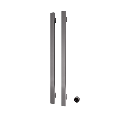 Hotbath &MORE Handdoekradiator - 38x115cm - vierkant - 2 stangen - verticaal - met schakelaar - geborsteld gunmetal PVD