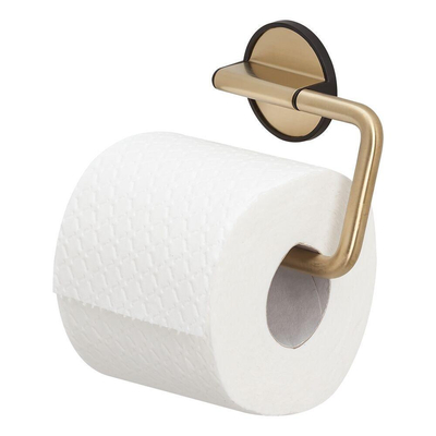 Tiger Tune Toiletrolhouder - zonder klep - zelfklevend - geborsteld messing/zwart
