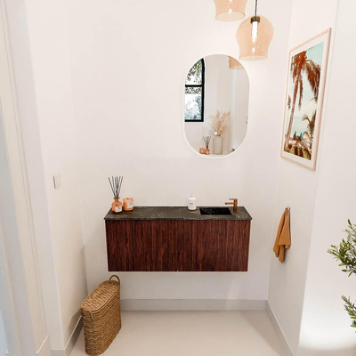 Mondiaz JOYA-DLUX 100cm toiletmeubel - kleur Ruby - Wastafel FAYE positie Rechts 1 kraangat kleur Lava.