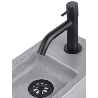 Differnz Force kit lave-mains - 40x22x8cm - Rectangulaire - 1 trou de robinet - Robinet courbé noir mat - avec cadre noir - Gris béton