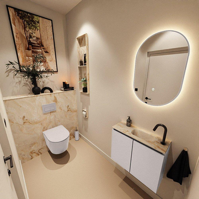 MONDIAZ TURE-DLUX Meuble toilette - 60cm - Cale - EDEN - vasque Frappe - position droite - 1 trou de robinet