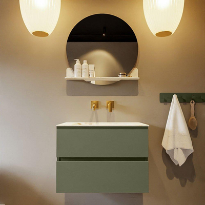 MONDIAZ VICA-DLUX Badkamermeubelset - 70cm - onderkast army- 2 lades - inbouw wastafel cloud midden - zonder kraangaten - 60cm hoge versie - frape