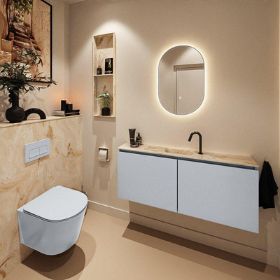 MONDIAZ TURE-DLUX Meuble toilette - 120cm - Clay - EDEN - vasque Frappe - position centrale - 1 trou de robinet