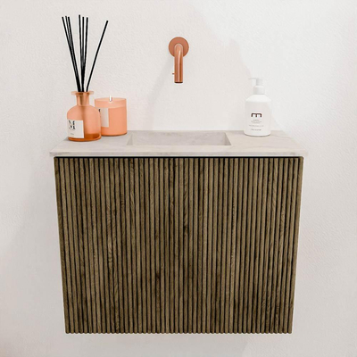 Mondiaz JOYA-DLUX 50cm toiletmeubel - kleur Dusk - Wastafel FAYE positie Midden Zonder kraangat kleur Ostra.