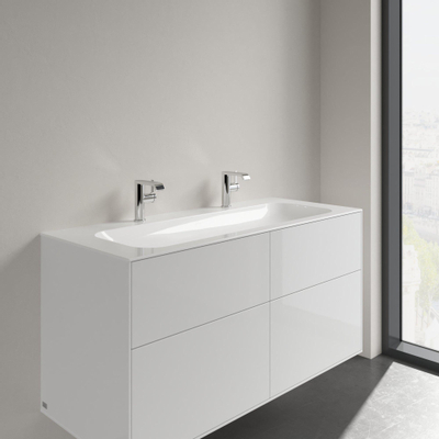 Villeroy & Boch Finion lavabo-plan de toilette - avec 2 trous de robinetterie 120x50cm - ceramic+ sans trop-plein blanc