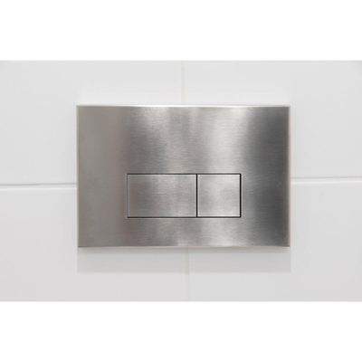 QeramiQ Dely Swirl Ensemble WC - 36.3x51.7cm - Réservoir encastré Geberit UP320 - Abattant 35mm - Plaque de commande en inox- Boutons rectangulaires - Blanc brillant