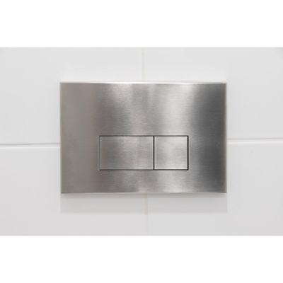 QeramiQ Dely Swirl Toiletset - 36.3x51.7cm - Geberit UP320 inbouwreservoir - 35mm zitting - steel bedieningsplaat - rechthoekige knoppen - beige
