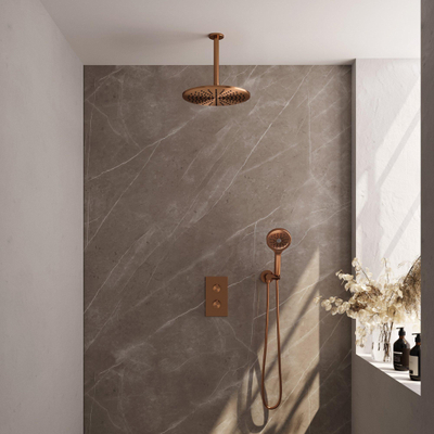 BRAUER Copper Edition inbouw regendoucheset – Ø30 cm hoofddouche – 30 cm plafondbuis – 2 functies – vaste douchehouder