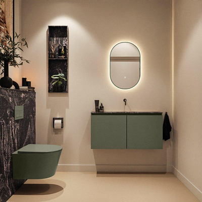 MONDIAZ TURE-DLUX 100cm toiletmeubel Army. EDEN wastafel Lava positie midden. Zonder kraangat.