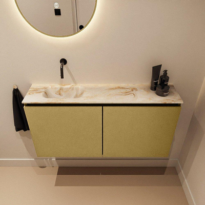 MONDIAZ TURE-DLUX Meuble toilette - 100cm - Oro - EDEN - vasque Frappe - position gauche - sans trou de robinet