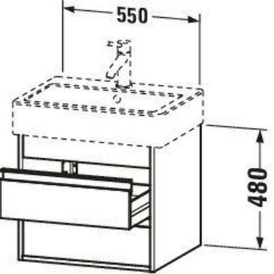 Duravit Ketho Meuble sous-lavabo avec 2 tiroirs 55x44x41cm pour Vero 045460 basalte