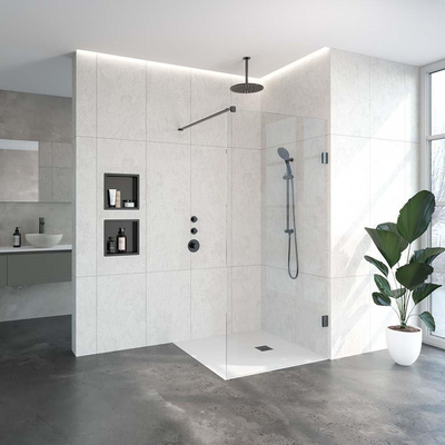 BRAUER Void inloopdouche helder glas 100x200 incl. glascoating PVD gunmetal geborsteld