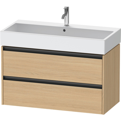 Duravit Ketho.2 Wastafelonderbouwkast - met 2 laden - 98.4x46x54.9cm - met grepen antraciet - natuur eiken mat