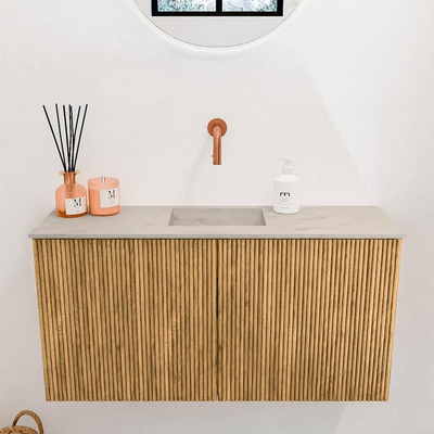 Mondiaz JOYA-DLUX 80cm toiletmeubel - kleur Oak - Wastafel FAYE positie Midden Zonder kraangat kleur Opalo.
