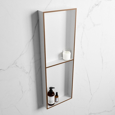 Mondiaz Easy nis 29.5x149.5x8cm voor Inbouw/opbouw 2 open vakken Solid surface Talc/Rust