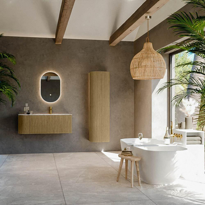 Mondiaz KURVE-DLUX Ensemble de meubles de salle de bains - 115x46x40cm - 1 tiroir - 1 porte - vasque solid surface - droite - 1 trou de robinet - Dusk