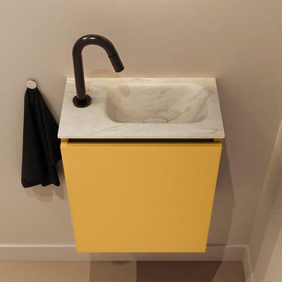 MONDIAZ TURE-DLUX Meuble toilette - 40cm - Ocher - EDEN - vasque Ostra - position droite - 1 trou de robinet