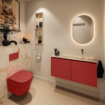 MONDIAZ TURE-DLUX 100cm toiletmeubel Fire. EDEN wastafel Frappe positie rechts. Zonder kraangat.