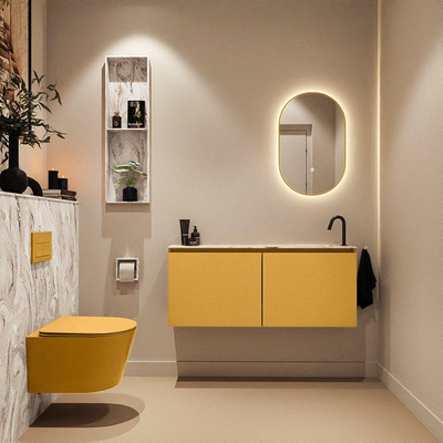 MONDIAZ TURE-DLUX 120cm toiletmeubel Ocher. EDEN wastafel Glace positie rechts. Met 1 kraangat.